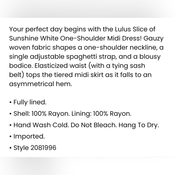 Lulus Slice Of Sunshine White One-Shoulder Asymmetrical Tiered Midi Dress, SMALL - Picture 6 of 11